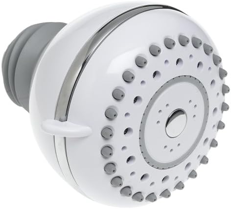 Pollenex PP9100CRX 9-Setting Showerhead, White with Chrome Ring