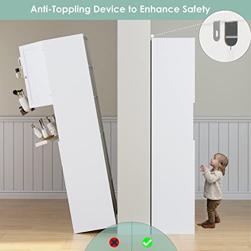 Hifit HFT-MD-0020 Tall Bathroom Storage Cabinets, Modern Linen Storage Cabinet With 4 Doors & Shelves & Drawer, 67 Inch H Tall Storage Cabinet Freestanding thumb #4