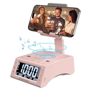 JTEMAN Gifts for Men Women,Cell Phone Stand with Wireless Bluetooth Speaker,Adjustable Cool Tech Kitchen Gadgets,Unique Birthday Gift Idea for Him, Husband, Boyfriend（Pink）
