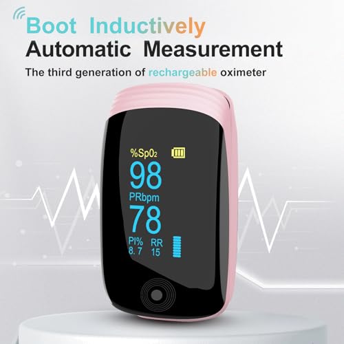 Pulse oximeter fingertip, Oxygen Monitor fingertip Rechargeable, Oxygen Meter Finger Pulse Oximeter for Over-The-Counter Use - Precision Rapid Oximeter SpO2 Readings Outdoor Sports Home-OTC - Pink - Image 6