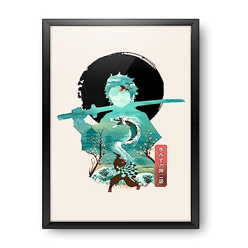 Image of MCSID RAZZ - Demon Slayer - Water Breather - Tanjiro Design A4 Size Poster (With Frame) - Best Gift For Demon Slayer Fans /Best Artifacts To Your Home & Decor /For Anime Fandom