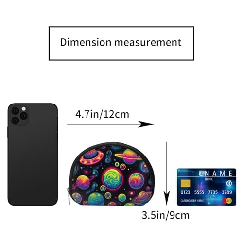 Portable Coin Purse Psychedelic-Planet-Pattern Mini Zippered Money Pouch Card Holder2