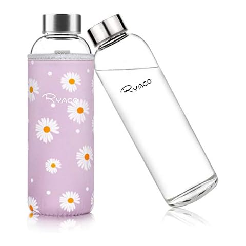 Ryaco Glasflasche 550ml - Trinkflasche Wasserflasche Glas Cover