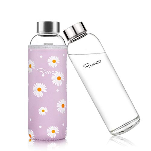 Glasflasche Trinkflasche Classic Tragbare 550ml BPA-frei für unterwegs Sportflasche Glas Wasserflasche zum Mitnehmen von kalten Heiß Getränken