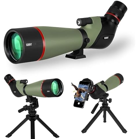 Gosky 20-60X80 HD Dual Focusing Spotting Scope, BAK4 Prism 45 Degree Angled Eyepiece with Tripod, Smartphone Adapter, Scope for Bird Watching Target Shooting Hunting Wildlife Scenery Cover