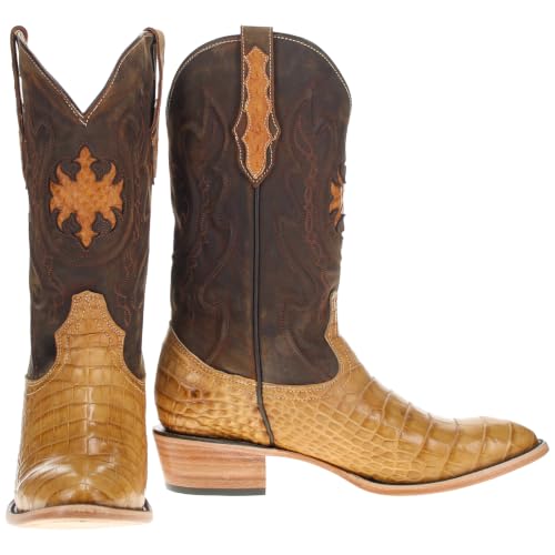 Image of Vaccari Men's Travis Genuine American Alligator Belly Leather Western Cowboy Boots