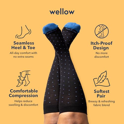 Wellow Wide Calf Compression Socks, Knee High Support, Fit for Men & Women, 18-25 mmHg, Made with Viscose from Bamboo3