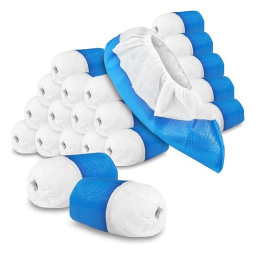 JUGUTA 20 Uds, Cubrezapatos Desechables/Reutilizables, Cubrezapatos Impermeables Antideslizantes, Patucos Desechables, Cubrezapatos Sanitarios