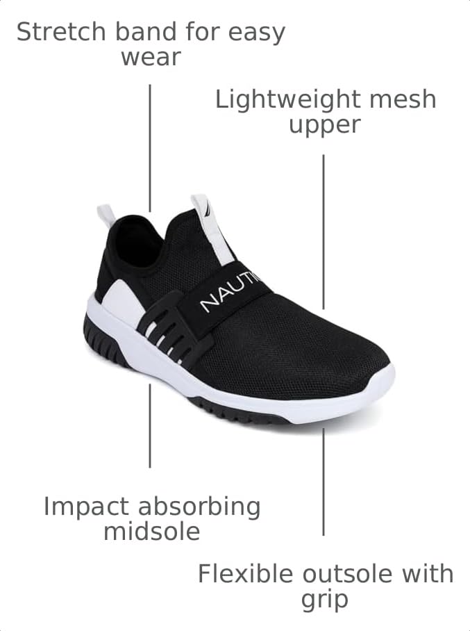 Image of Nautica Men's Slip-On Sneakers - Casual Fashion Shoes for Walking, in Medium & Wide Widths