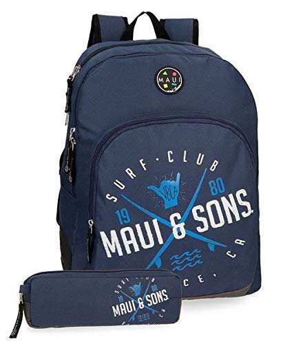 Pepe Jeans Mochila doble compartimento   estuche escolar Maui Shaka  color Azul Marino