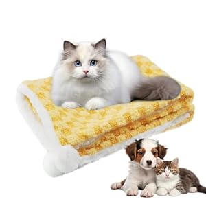 Cat Blanket for Cats,Soft Cute Warm Pet Blanket 28.0×20.0 inches Calming Cat Blankets Washable Berber Fleece for Kitten Pet Blanket Sofa Protector (Yellow)
