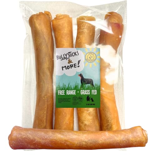 Image of BULLYSTICKS & MORE 10 Inch Beef Collagen Rolls for Dogs (Extra Thick - 4 Count) - Bones for Dogs - Dog Parents Choice - No Hide Beef Cheek Rolls