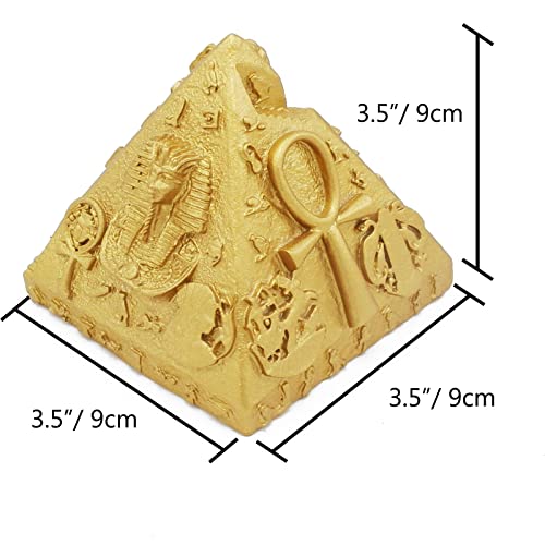Image of Egypt Decor Statues Aquarium Pyramid Pharaoh Betta Fish Tank Decorations Figurine Sculpture Ancient Reptile Turtle Lizard Spider Tanks Terrarium Egyptian Decor Ornament Pet Gold