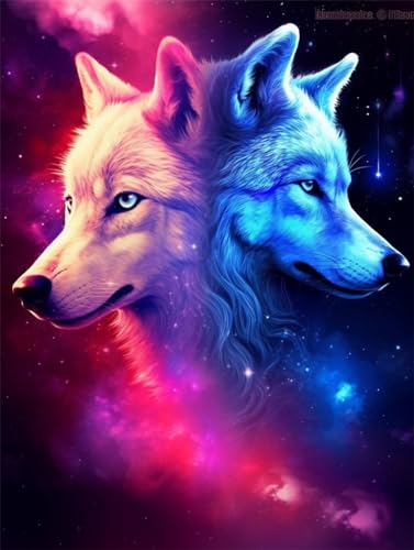 Broderie de perles loup toile imprimée sans comptage kit complet adulte