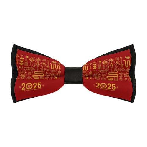 JYYAU Year Of The Snake 2025 Happy Chinese New Year 2025 Bow Tie Adjustable Necktie For Men Business Fashion Pre-tied Tie Neckwear Novelty Accessory For Weddings Party Festival