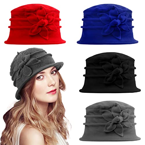 Tarpop 4 Pieces Flower Cloche Hat Chemo Headwear Cancer Hat For Women Cancer Headwear Chemo Ladies Head Coverings #TOP27