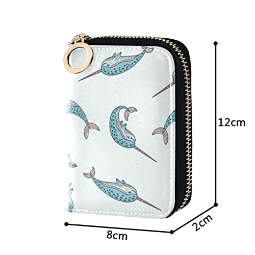 OTVEE Cute Narwhals RFID Credit Card Wallet, Microfiber Leather Zipper Card Case Holder for Women4