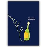 4 Silvesterkarten Silvesterkarte auf französisch mit Sektflasche: Une heureuse nouvelle année! • edle Klappkarten Set mit Umschlägen als lieber Gruss für Sie