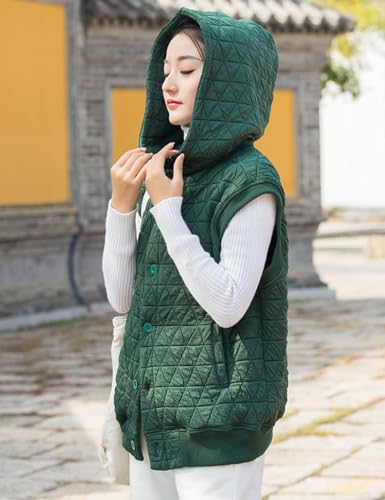 NFYM Women Quilted Hoodie Vest Soft Lightweight Button Up Padded Gilet Winter Outwear4
