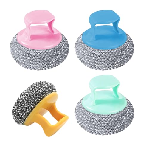 Rascadores para lavavajillas, cepillo de cocina para ollas, juego de 4 accesorios no abrasivos, para sartenes, estufas, parrilla y utensilios de cocina