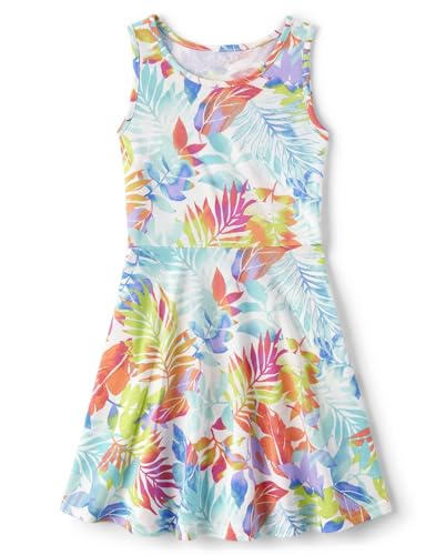 The Childrens Place Girls Short Sleeve Fashion Skater Casual Dress French Rose 7-8 US