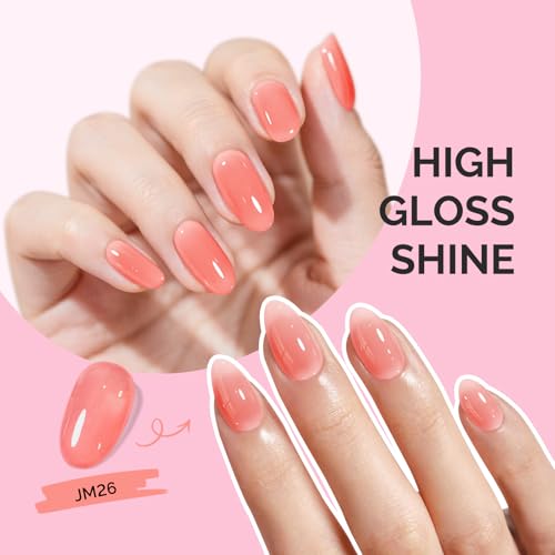 Image of MelodySusie Jeweliver Nude Gel Nail Polish, 0.5Fl.oz Milky Gel Polish Pastel Color Soak Off UV LED Light Cure Gift for Women Manicure Nail Art DIY at Home JM26