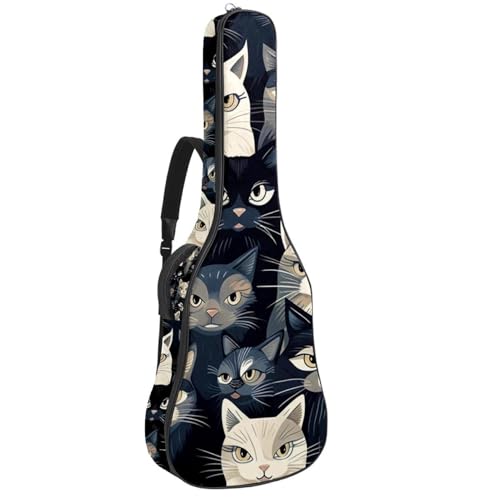 Sac guitare acoustique 40-42 pouces motif chat coloré avec poches
