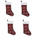 Toyland® Lot de 4 chaussettes de Noël traditionnelles en tartan avec bordure en fourrure 44 cm