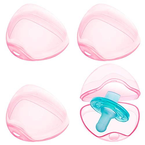 Image of LANEYLI Pacifier Case Pacifier Holder Case Pacifier Clip Binky Holder Case Pacifier Box Pacifier Accessories 4 Pack Pink
