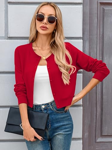 Image of Heymoments Women's Thin Shrugs Long Sleeve Lightweight Cropped Tops Open Front Cardigan for Dress S-2XL