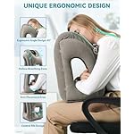 JefDiee Inflatable Travel Pillow, Airplane Neck Pillow Comfortably Supports Head and Chin for Airplanes, Trains, Cars Office Napping on The Tray Table (Grey) - Image 2