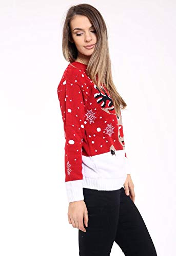 416KcHd9flL Pull tricoté à manches longues pour femme Motif renne de Noël et flocons de neige