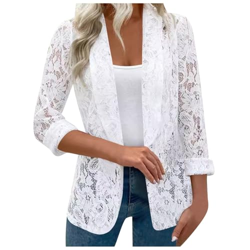 Generisch Blazer Da Donna In Pizzo E Rete Trasparente Anteriore
