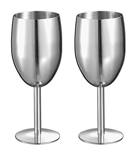 Visol Jacqueline Stainless Steel Champagne Glass (2 Pack), Silver