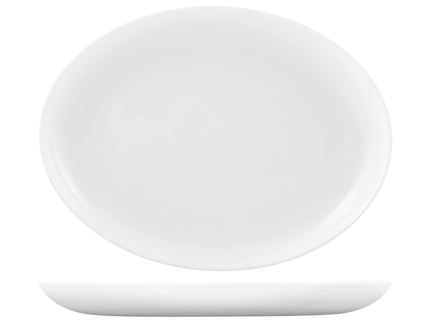 H&H Premiere Set Piatti Ovali, Opale Bianco, 33 cm, Confezione da 6 Unità, Eleganti e Resistenti, Ideali per Casa e Ho.Re.Ca.