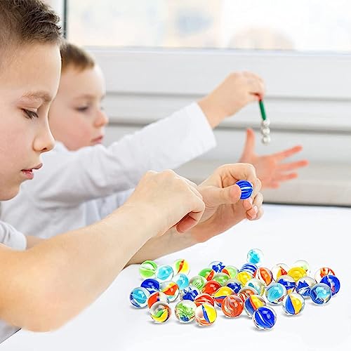 Tokaneit 80 Colourful Marbles, 16 mm Glass Marbles, Colourful Glass Marbles with Cat Eyes - Image 2