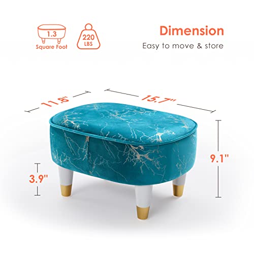 Soohow Foot Stool Small Ottoman Foot Rest, Velvet Foot Stools Pouf Ottoman Step Stool With Padded Seat, Wooden Footstool With Wood Legs, Sofa Footrest For Living Room, Entryway, Foot Stool Under Desk #TOP5