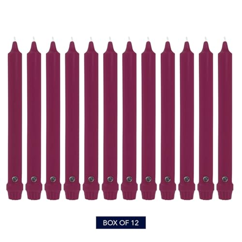 Image of Colonial Candle Unscented Taper Candle, Classic Collection, Mulberry, 10 In, Pack of 12 - Up to 8 Hours Burn