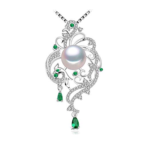 Preisvergleich Produktbild MATBC 925 Sterling Silber Halskette, Perlenschmuck Halskette, Perlenanhänger weiblichen Beryll Halskette