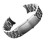 ROUREOX Cinturino Orologio Acciaio Estremità Curva, Bracciale Metallo Chiusura Fresata 20mm 22mm, Ricambio Massiccio per Omega Seamaster-B 22mm