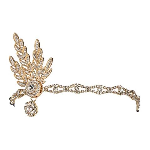 Ro Rox 1920s Headpiece for Women, Great Gatsby Flapper Hairband Bridal Headband for Wedding, Flapper Costume, Boho Hair Styling Accessories, Gold Cover