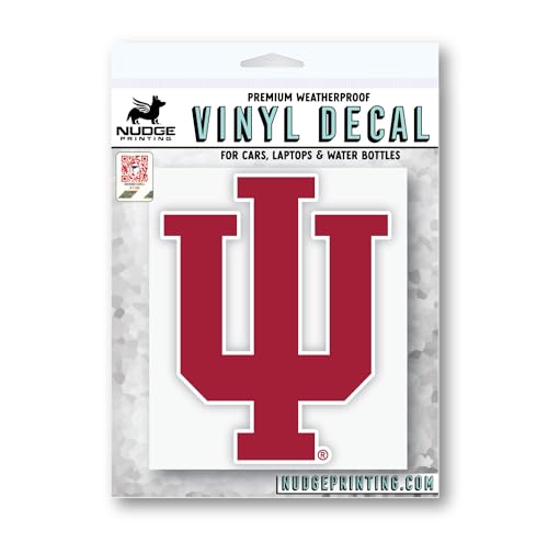 Image of Indiana University Hoosiers Classic Crimson Red IU Trident Weatherproof Vinyl Sticker Car Decal from Nudge Printing