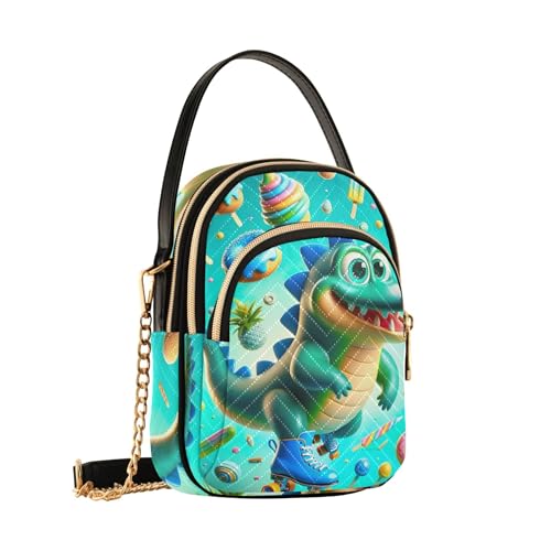 Playful Cute Alligator Blue Single Shoulder Handbags Quilted Phone Purse Chain Strap Handbag Cute Crossbody Clutch Zipper Tote2