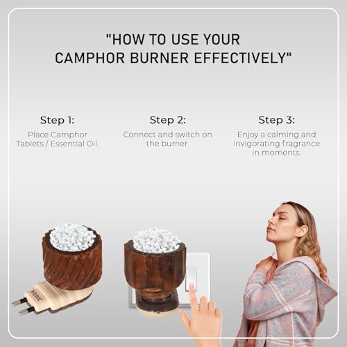 Image of Vedic Kapoor Dani Electrical Camphor Kapoor Burner Holder Essential Oil Fragrance Electric Wooden Kapoor Dani for Home & Office(Design Color May Vary, Pack of 1)