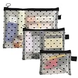 Kosmetiktasche Set, 3 Stück – Kleine Mini Schminktaschen für Frauen, Tragbare Kulturtasche mit Reißverschluss, Reis-Weiß, als Cosmetic Bag für Unterwegs