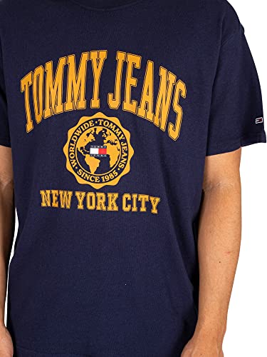 Tommy Jeans Uomo Maglietta Logo Logo, Blu, M