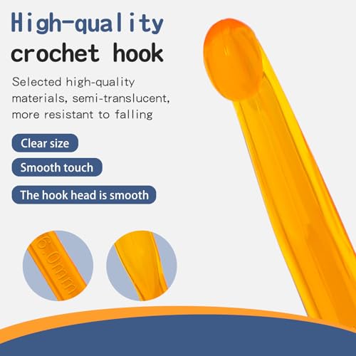 Image of QMNNMA 6 mm Crochet Hook, Ergonomic Crochet Hooks, Crochet Needles | Ergonomic Crochet Hooks for Arthritic Hands, Colorful Transparent Crochet Hook for Beginners and Crocheting Yarn
