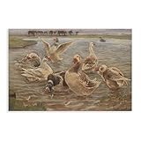 Theodor Philipsen Gänse auf der Insel Saltholm Leinwandposter Wandkunst Schlafzimmer Büro Küche Dekor Geschenke 30 x 45 cm