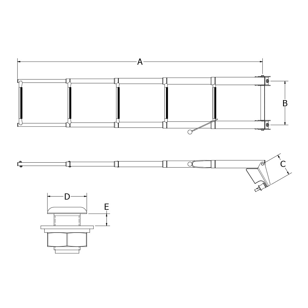 White Water 4-Step Over Platform Telescoping Removable Bow Ladder for Boats – 304 Stainless Steel Marine Boarding Ladder w/Molded Steps, Folding Design, Mounting Hardware w/Bungee Strap B00351RBW