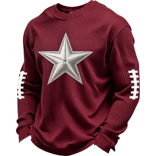 Waffle Knit Game Day Sweatshirt Workout Crew Neck Sweatshirt for Mens - image 1